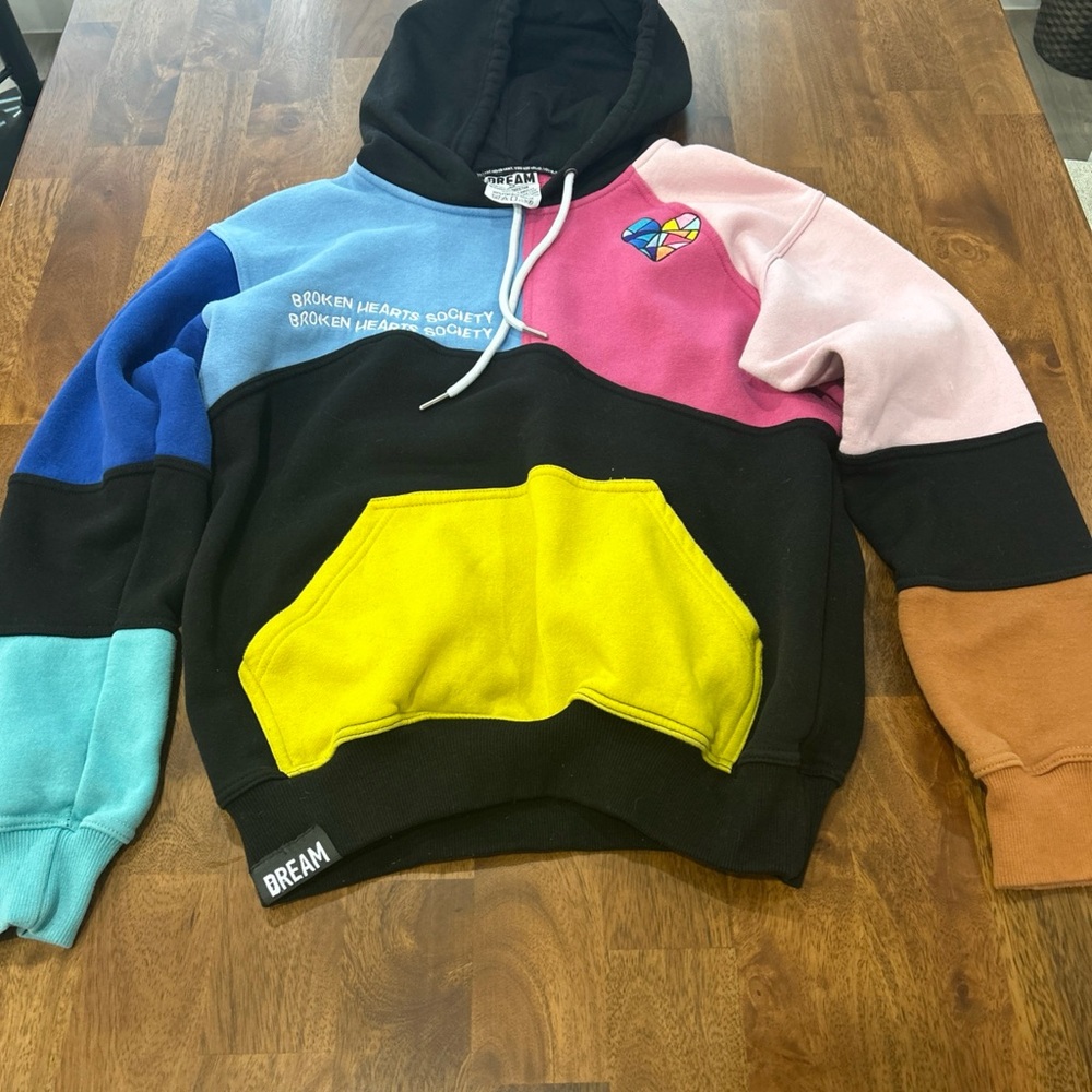 Blue and Pink Cape Jacket with Bold Color Blocking